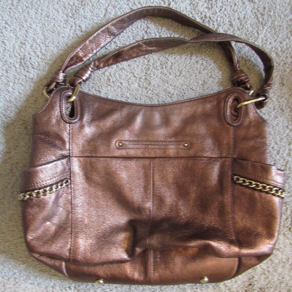 Copper Bronze Leather B Makowsky Hobo Bag Handbag Metallic - Picture 2 of 8